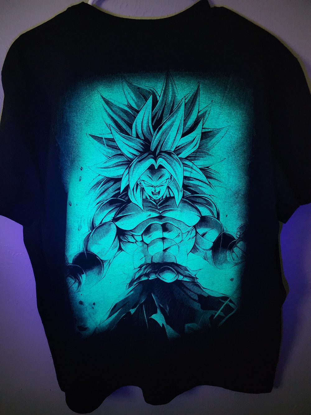 Dragon Ball Z Inspired Super Saiyan Neon Graphic T-Shirt Black Anime Tee - Picture 3 of 6